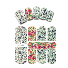 UPRETTEGO NAIL ART BEAUTY WATER DECAL SLIDER NAIL STICKER FLOWER LEAF TROPICAL BANBOO OLD NEWS PAPER RU175-180 2024 - buy cheap