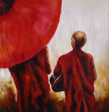 100% Hand-painted Buddhist Monks Oil Painting 24x24.NOT a poster, framing available,slight texture 2024 - buy cheap