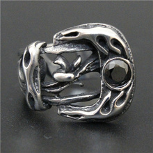 Newest Design Mens Ring Anchors Ring With Black Stone Top Quality 316L Stainless Steel Cool Mens Ring 2024 - buy cheap