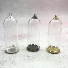 Conjuntos de tampa de vidro com pingente garrafa de vidro, 5 tamanhos 50x20mm tampa de base de vidro frascos de vidro pingente garrafa colar descobertas 2024 - compre barato