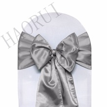 50pcs Free Shipping 7"x108'' Dark Silver Satin Wedding Chiffon Stretch Chair Sashes Bows Sashes for Weddings Party Banquet Event 2024 - buy cheap