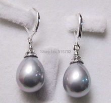 Wholesale  >>>>>12X16MM Grey South Sea Shell Pearl Drop Earrings AAA 2024 - buy cheap