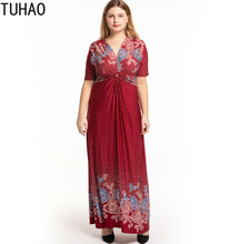 TUHAO Plus Size 5XL 4XL 3XL Sexy Red Print Women Maxil Long Dress Elegant Party Dresses for Women Night Club Dress Femme CMSZ 2024 - buy cheap