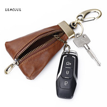 Vintage Genuine Leather Car Key Wallet Men Holder Housekeeper Organizer Women Keychain Cover Zipper Case Bag Pouch Purse 2024 - buy cheap