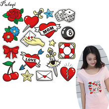 Pulaqi Set Of Red Rose Appliques Fashion Lip Heat Transfers Badges Garment DIY Decor Patches Washable Ironing On Sticker H 2024 - buy cheap