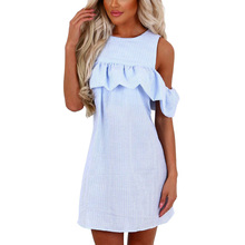 2019 New Summer Dresses Women Fashion Sexy Off Shoulder Striped Vestido Curto Brief O-Neck Puff Sleeve Loose Mini Dress 2024 - buy cheap