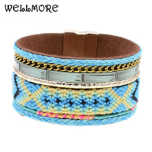 WELLMORE Bohemia handmade cotton bracelet leather bracelets charm bracelets for women jewelry wholesale drop shipping 2024 - buy cheap