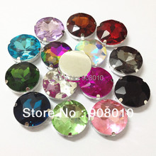 Boashihua-piedra de lujo plana redonda, cristal superior con ajuste de garra plateada, 27mm, 44 Uds./lote 2024 - compra barato