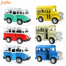 1:36 Vintage Cool Bus Alloy Car Toy Vehicles Model Toy Metal Diecast Toys Musical Flashing Light Educational Toys for Boys Kids 2024 - buy cheap