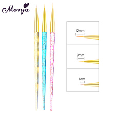 Monja 3 шт для дизайна ногтей набор кистей с кристаллами ручки линии полосы картина узор цветок 3D рисунок «сделай сам» карандаш для маникюра, инструменты 2024 - купить недорого
