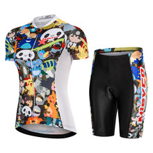 Cartoon Animal cycling jersey Set Road bike clothes Short sleeves bib pants women cycling clothing mtb maillot ropa ciclismo 2024 - buy cheap