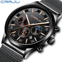2019 Top Brand CRRJU New Men Quart Watch Fashion Multi-Function Chronograph Clock Stainless Steel Military Waterproof Wristwatch 2024 - buy cheap