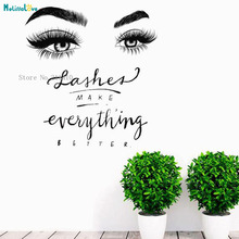 Eyelashes Beauty Salon Wall Decal Lashes Make Everything Better Beauty Salon Decor Customized Design Barbershop Sticker YT936 2024 - buy cheap