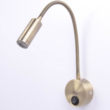 220v LED Flexible Gooseneck Reading Wall Light Bedside Rotation Arm Switch Stalk Lamp Golden/Silver Aluminum Warm White 3w 2024 - buy cheap