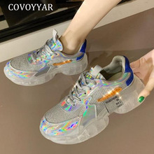 COVOYYAR Chunky Women Sneakers Platform Dad Shoes Casual Shoes Woman Transparent Breathable Mesh Crystal Jelly Shoes WSN283 2024 - buy cheap