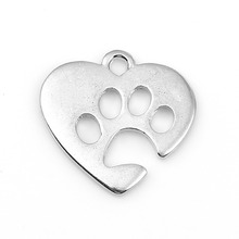 DoreenBeads-colgante de aleación de Zinc con forma de pata de perro, joyería con forma de corazón, Color plateado, 20mm x 19mm( 6/8 "), 20 Uds. 2024 - compra barato