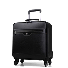 Carrylove-Bolso de mano de cuero negro, de 16, 20 y 22 pulgadas, valija con carrito, spinner, equipaje rodante con ruedas 2024 - compra barato
