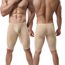 Cuecas masculinas de seda gelo, pernas longas, cuecas boxer confortáveis para homens, roupa íntima, cuecas respiráveis 2024 - compre barato