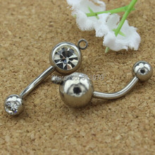 (14g*12*5/8mm)Vertical Hoop Add Your Own Charm Belly Ring Double Crystal CZ Clear Color Body Jewelry 2024 - buy cheap