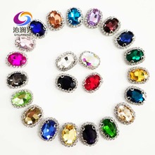 Mix color oval shape top quality sew on Glass Crystal buckle,silver  loose rhinestones,Diy/Clothing/wedding decoration 2024 - buy cheap