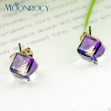 MOONROCY Free Shipping fashion crystal Earrings jewelry wholesale Rose Gold Color Crystal Earrings women's Gift 2024 - compra barato