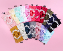 Faixa de cabelo renda infantil, faixa de cabeça em nylon com nó, turbante, 30 cores, para crianças, meninas, 2019 2024 - compre barato