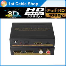 New arrival HDMI Splitter 1X2 with HDMI audio extractor HDMi to HDMI Spdif/LR audio output with power 2024 - buy cheap