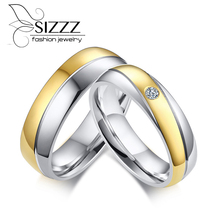 SIZZZ 5MM/6MM Wide stainless steel couple jewelry fashion temperament gold color couple ring 2024 - buy cheap