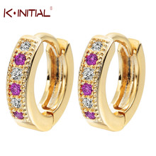 Kinitial Colorful Classic Hoop Baby CC Earrings Bride Wedding Zirconia Earring For Girls Teen Gift Jewelry 2024 - buy cheap