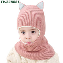 Novo chapéu do bebê com orelha de gato chapéu do bebê com capuz cachecol outono inverno chapéu do bebê com pelúcia quente crianças bonés para meninas meninos 2024 - compre barato