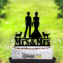 Same-sex lady and mrs Cake Topper, Mrs and Mrs with two dogs wedding Cake Topper silhouette, wedding cake decoration Supplies 2024 - buy cheap
