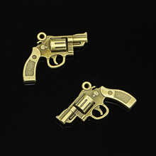 Pingente bronze antigo pistola revolver banhado a bronze, 32 peças para fazer jóias diy pingentes 29*22mm 2024 - compre barato
