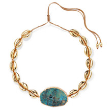 Модные ожерелья с натуральным синим и зеленым морским осадочным камнем, ожерелья с кристаллами, женское богемное ожерелье в виде раковины в стиле бохо, ювелирные изделия 2024 - купить недорого