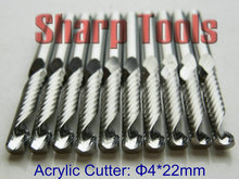 SMOOTH Cut 10pcs/set 4x22MM Single Flute Spiral Bit Tungsten Carbide Cutter CNC Router Wood Milling Tools for Acrylic (IMPORT) 2024 - buy cheap