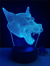 Gaopin luminária 3d com cabeça de lobo, lâmpada 3d usb humor rgb, luz noturna multicolorida com sensor de toque, decoração para casa 2024 - compre barato