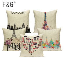 Scenic nordic cushion colorful decorative pillows Dropshipping cushion cover letter tower linen cushions home decor pillow cover 2024 - buy cheap