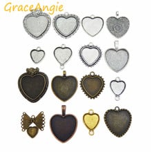 GraceAngie 15pcs/pack Assorted Heart Setting Tray Bezels Blank for photo pendant jewelry Accessories Classic Vintage Style 2024 - buy cheap