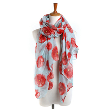 Фантастический шарф с принтом мака, черный, красный цвет, раньше и шаль, цветочный хиджаб, модный шифоновый женский шарф, теплый подарок YG560 2024 - купить недорого