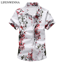 Men's Casual Short Sleeve Summer Hawaiian Shirt Men Button Down Floral Printed Shirts 2019 New Brand Holiday Plus Size Shirt 7XL 2024 - buy cheap