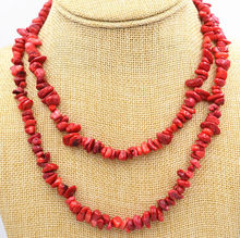 Handmade amazing new 5x8mm natural red coral free form gravel DIY necklace 35" fashion jewelry 2024 - buy cheap