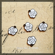 15MM 40Pcs White Flower Style Glazing Beads Alloy Pendants Jewelry Pendants 2024 - buy cheap