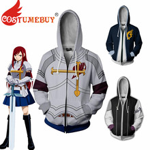 CostumeBuy аниме Феи хвост косплей Erza алый костюм женское мужское повседневное пальто 3D толстовка на молнии куртка свитер плюс размер 3XL 2024 - купить недорого