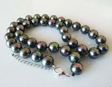 Genuine Rainbow Black South Sea Shell Pearl Fashion Necklace 18"Rare 10mm 2024 - buy cheap