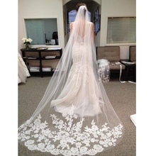 Véu de noiva em branco/marfim para casamento, véu de noiva em 2 camadas, longo com pente 2024 - compre barato