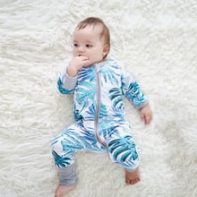 Kids Tales Brand autumn spring Baby Rompers Long Sleeves zipper Cotton Baby Pajamas leaf Printed Newborn Baby Boys Clothes PQ056 2024 - buy cheap