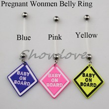 Showlove 5pcs Baby On Board Flexible Belly Button Rings, Pregnant Navel Piercing Ring Body Jewelry 2024 - buy cheap