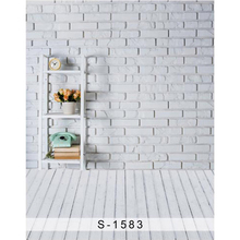 Fondo de pared de ladrillo blanco para fotografía de Baby Shower, telón de fondo impreso con reloj de escalera, flores en maceta, fondos de fotos de niños pequeños, suelo de madera 2024 - compra barato