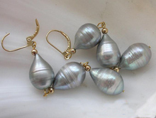 Elegant 100% Genuine Freshwater Pearl Dangle Earrings For Women,Top Quality Huge 19mm Gray Rice Pearl Jewellery 2024 - buy cheap