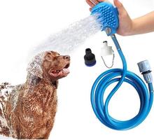 3 в 1 набор для душа для домашних животных с бесплатной зубной щёткой для пальцев собачий душ опрыскиватель, регулируемая перчатка для ванны, чистка, массаж и удаление волос 2024 - купить недорого