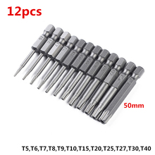 12 pces hex shank s2 precisão magnética oco cabeça de lote 50mm ameixa blossom cabeça torx chave de fenda buraco 2024 - compre barato